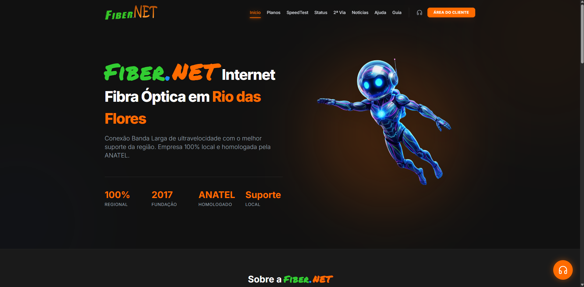 Tela do site Fiber NET Telecom
